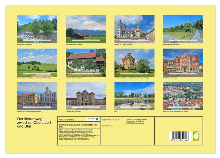 Produktbild: Der Illerradweg zwischen Oberstdorf und Ulm (hochwertiger Premium Wandkalender 2026 DIN A2 quer), Kunstdruck in Hochglanz