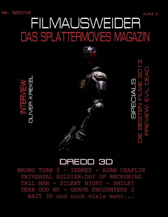 Produktbild: FILMAUSWEIDER - Das Splattermovies Magazin - Ausgabe 3 - Dredd 3D, Wrong Turn 5, Tall Men, Smiley, Cockneys vs Zombies, Universal Soldier: Day of Reck