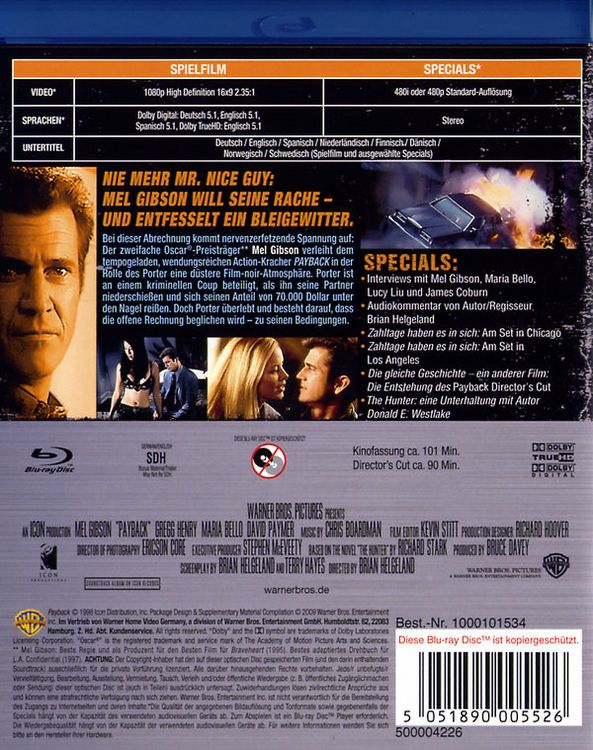 Produktbild: Payback - Zahltag [SE] (Kinoversion & Director's Cut)