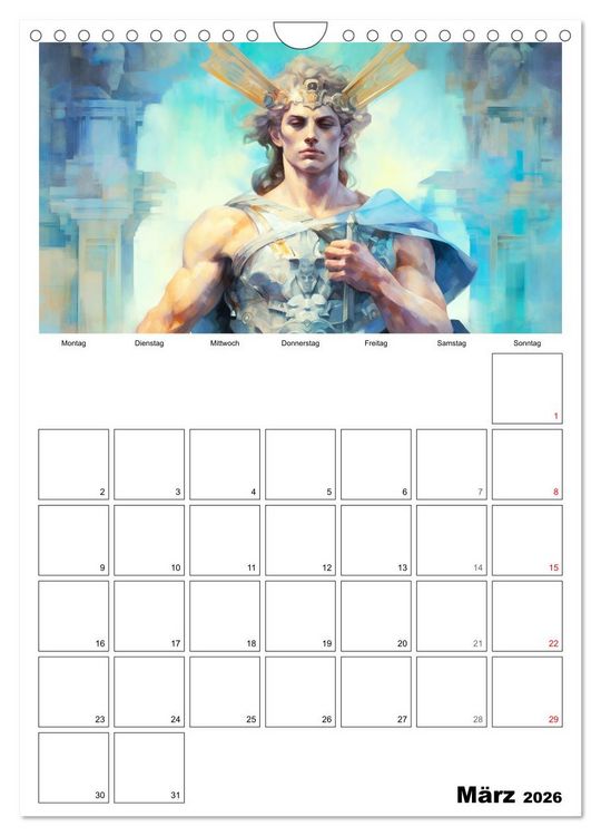 Produktbild: Der g&ouml;ttliche Planer. Aquarelle von antiken griechischen G&ouml;ttern (Wandkalender 2026 DIN A4 hoch), CALVENDO Monatskalender