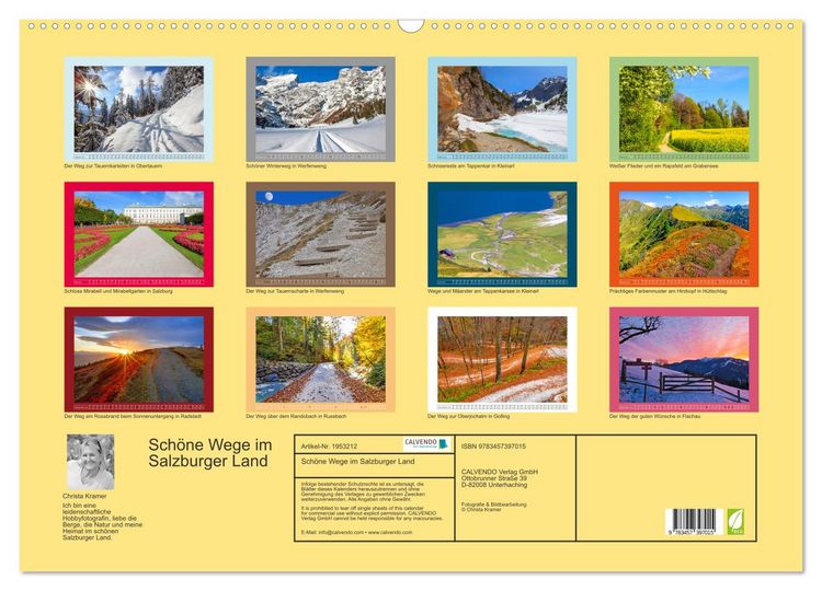 Produktbild: Sch&ouml;ne Wege im Salzburger Land (Wandkalender 2026 DIN A2 quer), CALVENDO Monatskalender