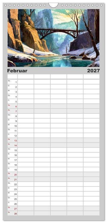 Produktbild: Familienplaner 2027 - Landschaften im Jahreskreis mit 5 Spalten (Wandkalender, 21 x 45 cm) CALVENDO