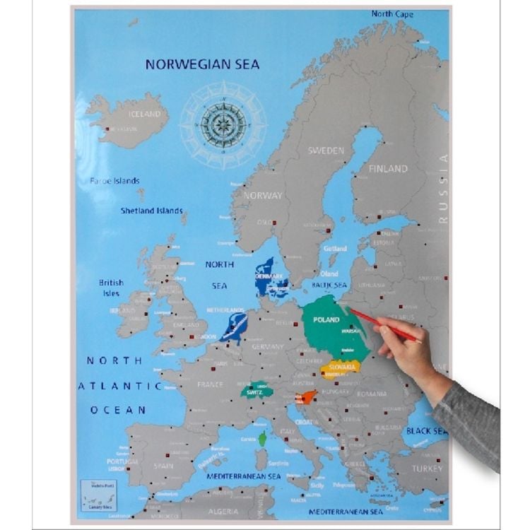 Produktbild: Europa-Landkarte zum Freirubbeln Format 86 x 63 cm