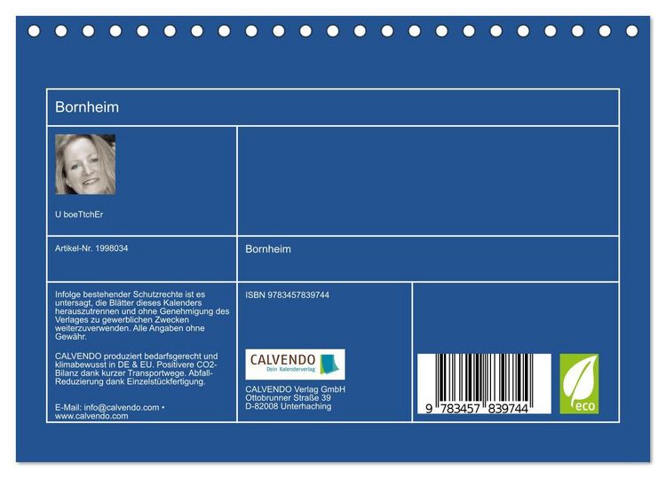 Produktbild: Bornheim (Tischkalender 2026 DIN A5 quer), CALVENDO Monatskalender