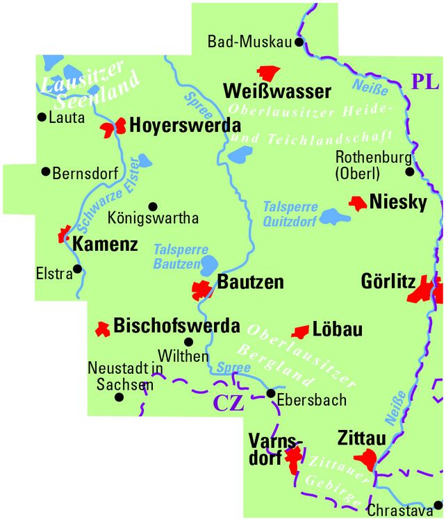 Produktbild: BVA ADFC Regionalkarte Oberlausitz - Lausitzer Seen 1:75.000