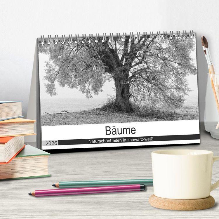 Produktbild: B&auml;ume - Natursch&ouml;nheiten in schwarz-wei&szlig; (Tischkalender 2026 DIN A5 quer), CALVENDO Monatskalender