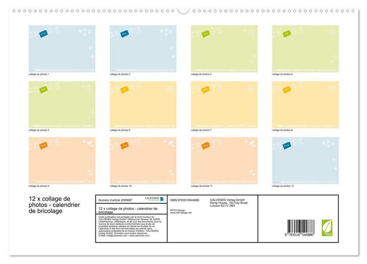 Produktbild: 12 x collage de photos - calendrier de bricolage (Calendrier mural 2026 DIN A2 vertical) calendrier de bureau