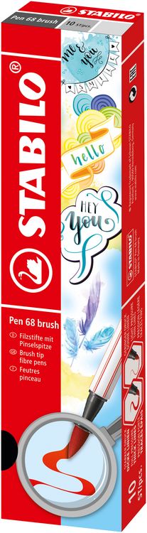 Produktbild: STABILO Premium-Filzstift mit Pinselspitze f&uuml;r variable Strichst&auml;rken -   Pen 68 brush - Einzelstift - carminrot