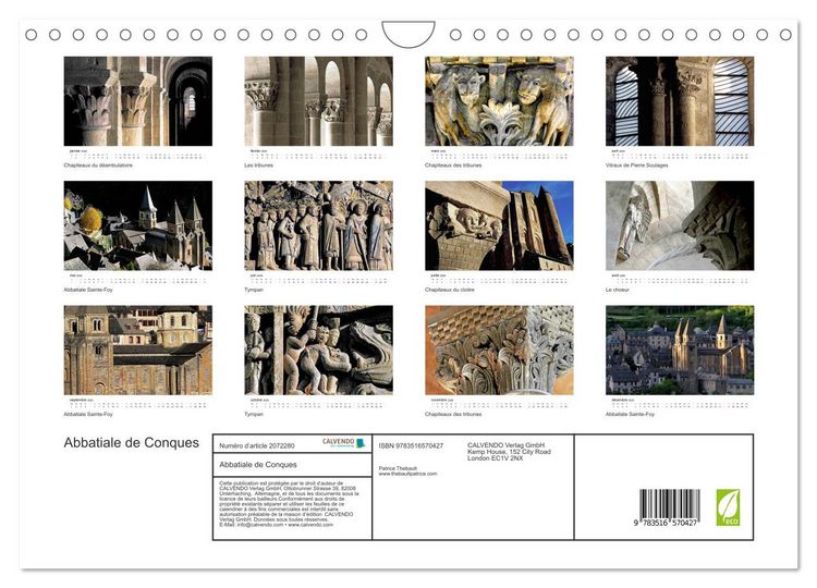 Produktbild: Abbatiale de Conques (Calendrier mural 2026 DIN A4 vertical), CALVENDO calendrier mensuel