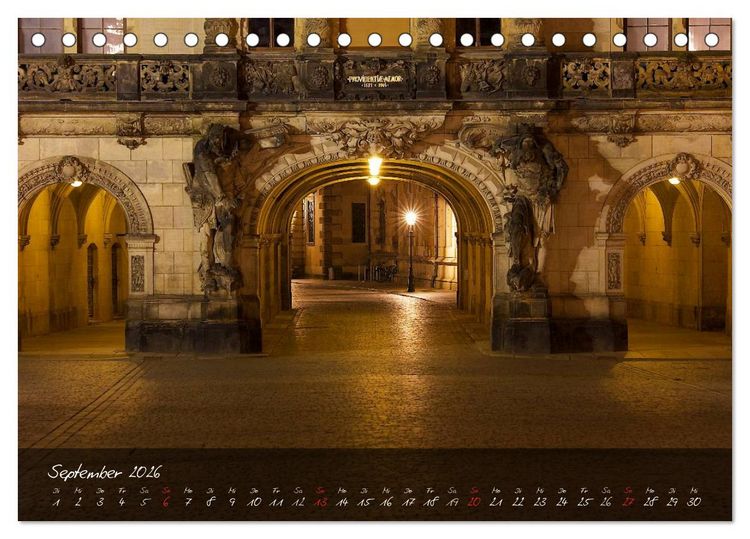 Produktbild: Nachts in Dresden (Tischkalender 2026 DIN A5 quer), CALVENDO Monatskalender