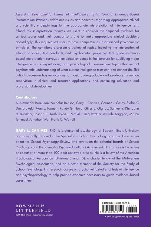 Produktbild: Assessing Psychometric Fitness of Intelligence Tests