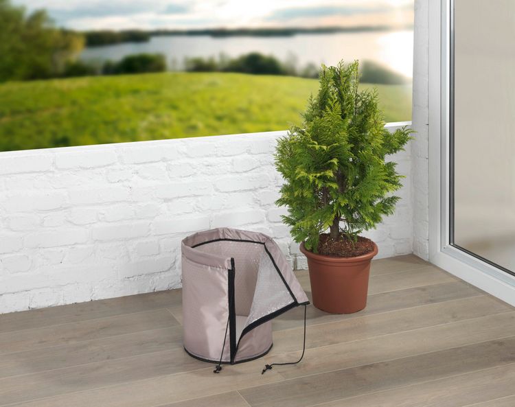 Produktbild: Pflanztopf-Sack 30x40cm, beige, 28L, Polyester, 2er Set, extra dicke Bodenplatte f&uuml;r Isolierung