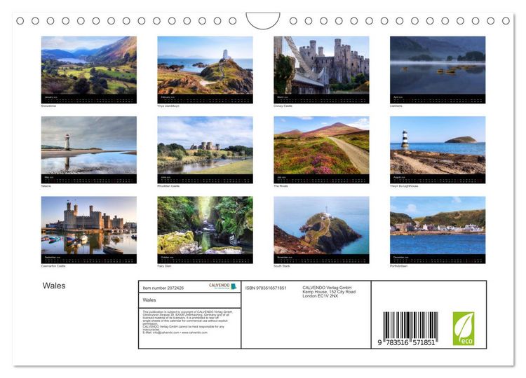 Produktbild: Wales (Wall Calendar 2026 DIN A4 landscape), CALVENDO 12 Month Wall Calendar