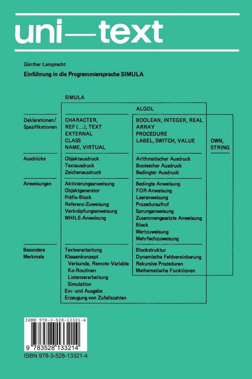Produktbild: Einf&uuml;hrung in die Programmiersprache SIMULA