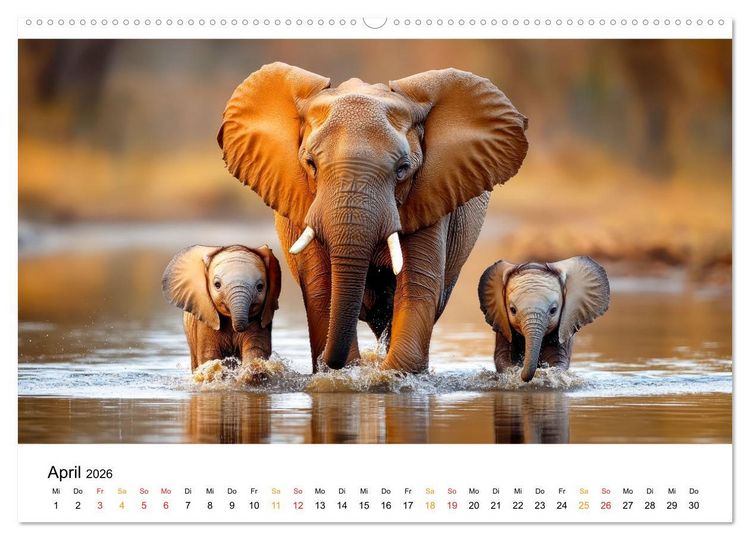 Produktbild: Elefanten - Riesen der Wildnis (Wandkalender 2026 DIN A2 quer), CALVENDO Monatskalender