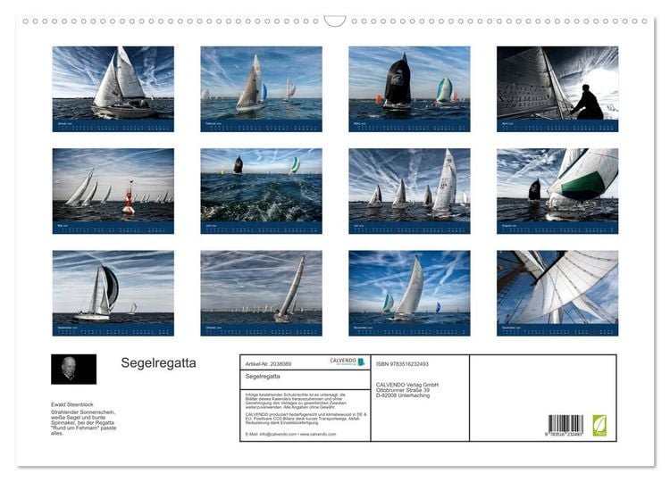 Produktbild: Segelregatta (Wandkalender 2026 DIN A2 quer), CALVENDO Monatskalender