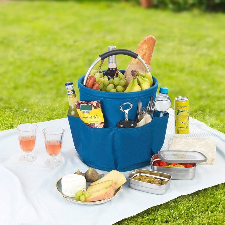 Produktbild: Universal Reinigungs Caddy 16 l, Blau, 2er Set, mit 6 Au&szlig;entaschen f&uuml;r Schw&auml;mme und T&uuml;cher