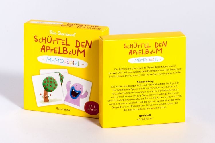 Produktbild: Sch&uuml;ttel den Apfelbaum &ndash; Memo-Spiel mit 40 Spielkarten im Karton. Ab 3 Jahren