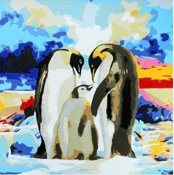 Produktbild: Craft Buddy PBN5050B - Paint by Numbers, Penguin Family, 50x50 cm
