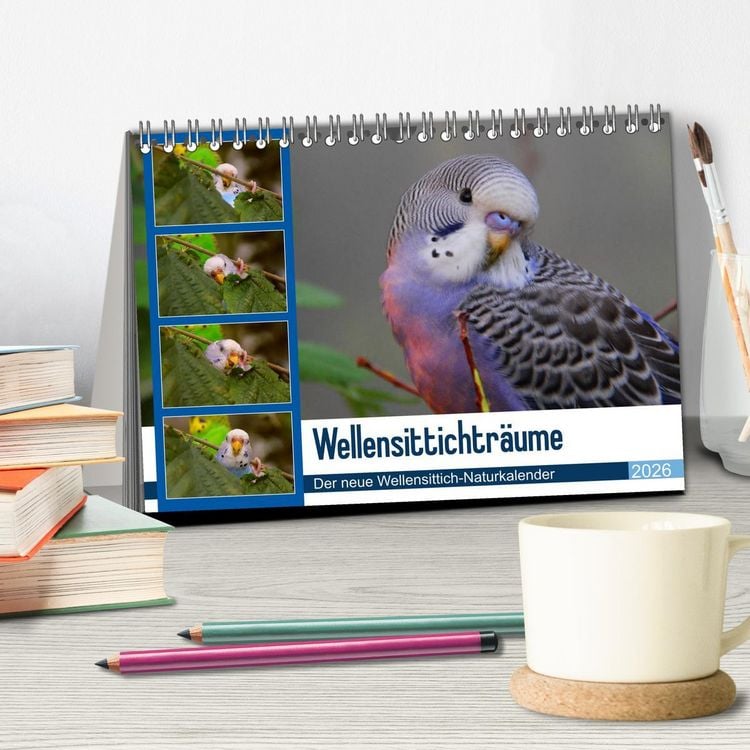 Produktbild: Wellensittichtr&auml;ume - Der neue Wellensittich-Naturkalender (Tischkalender 2026 DIN A5 quer), CALVENDO Monatskalender