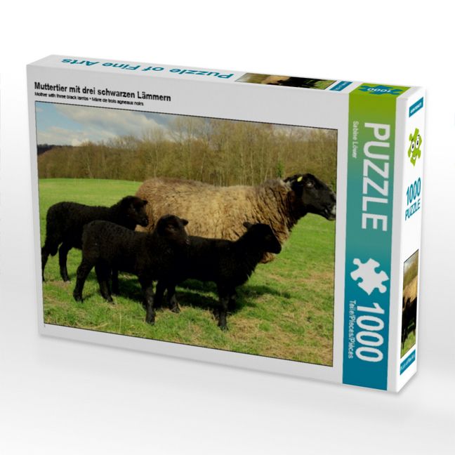 Produktbild: Muttertier mit drei schwarzen L&auml;mmern (Puzzle)