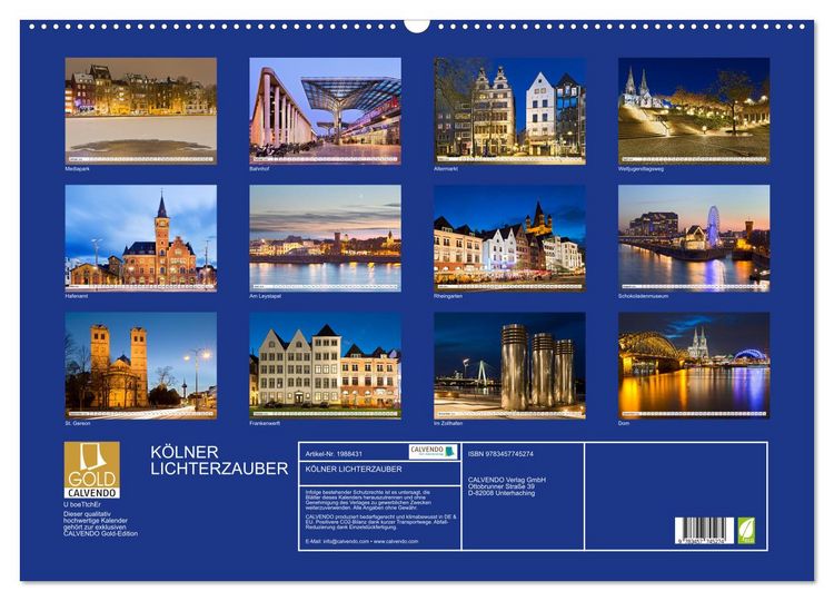 Produktbild: K&Ouml;LNER LICHTERZAUBER (Wandkalender 2026 DIN A2 quer), CALVENDO Monatskalender