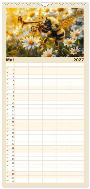 Produktbild: Familienplaner 2027 - Konzert der Natur - Insekten spielen Musikinstrumente mit 5 Spalten (Wandkalender, 21 x 45 cm) CALVENDO