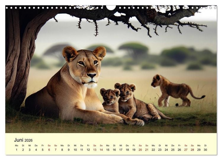 Produktbild: Majest&auml;tische L&ouml;wen - Die Herrscher der Wildnis (Wandkalender 2026 DIN A3 quer), CALVENDO Monatskalender
