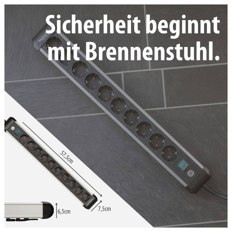 Produktbild: Brennenstuhl 1391030000 Steckdosenleiste mit Schalter Silber, Schwarz Schutzkontakt 1 St.