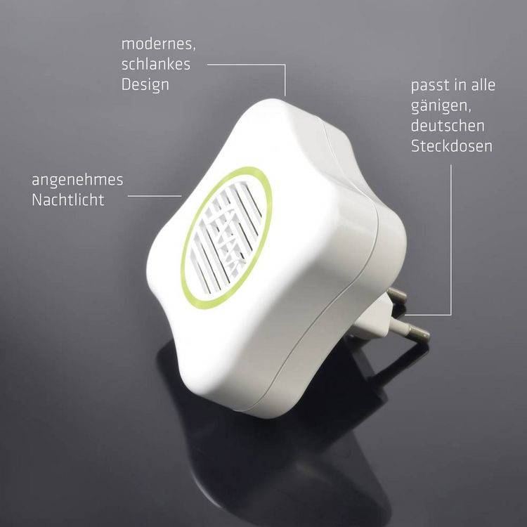 Produktbild: Gardigo Ultraschall M&uuml;ckenvertreiber LED 66993 Insektenvertreiber Ultraschall (B x H x T) 65 x 65 x 68 mm Wei&szlig; 1 St.