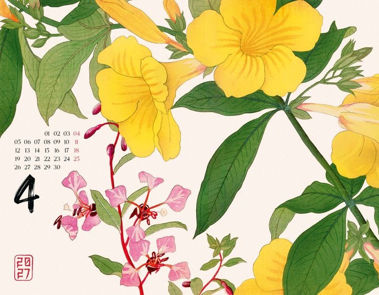 Produktbild: Flowers Kalender 2027 | Japanische Holzschnitte von Tanigami Konan