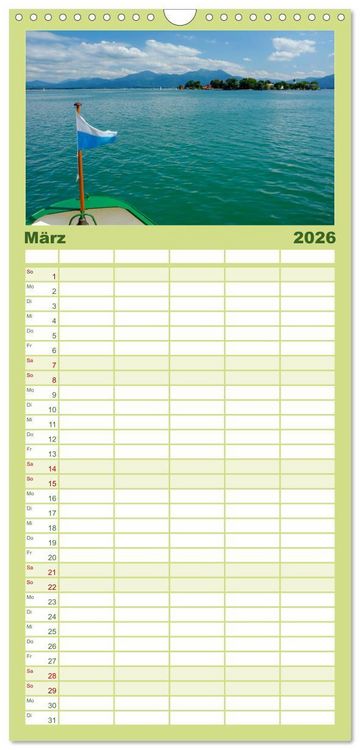Produktbild: Familienplaner 2026 - Traumhafter Chiemsee &ndash; Impressionen vom Bayerischen Meer mit 5 Spalten (Wandkalender, 21 x 45 cm) CALVENDO