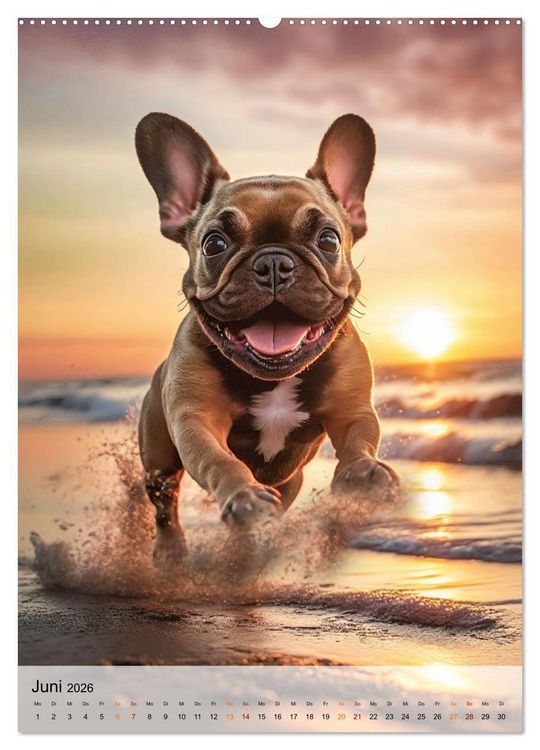 Produktbild: Franz&ouml;sische Bulldogge - ein Hund f&uuml;r die Familie (hochwertiger Premium Wandkalender 2026 DIN A2 hoch), Kunstdruck in Hochglanz