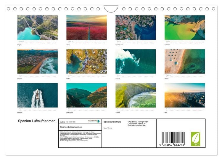 Produktbild: Spanien Luftaufnahmen (Wandkalender 2026 DIN A4 quer), CALVENDO Monatskalender