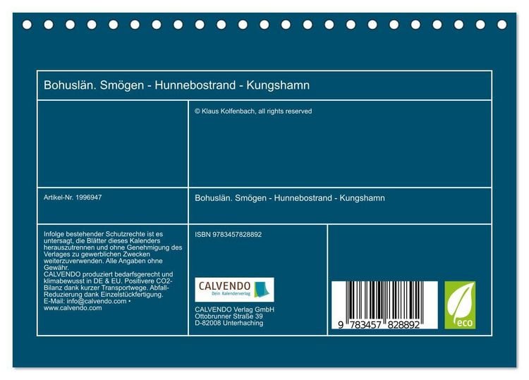 Produktbild: Bohusl&auml;n. Sm&ouml;gen - Hunnebostrand - Kungshamn (Tischkalender 2026 DIN A5 quer), CALVENDO Monatskalender