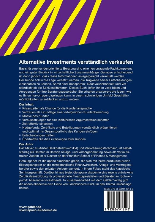 Produktbild: Alternative Investments verst&auml;ndlich verkaufen