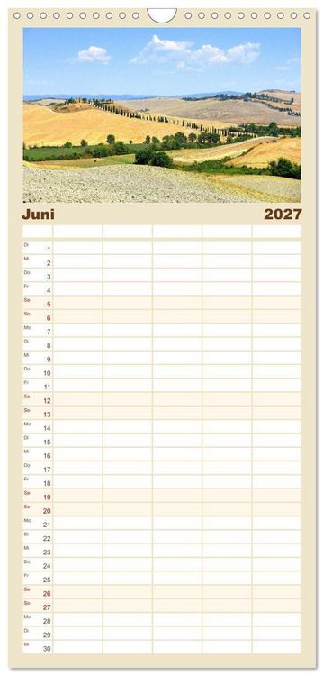 Produktbild: Familienplaner 2027 - Crete Senesi - Highlights einer einzigartigen Region mit 5 Spalten (Wandkalender, 21 x 45 cm) CALVENDO