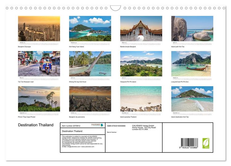 Produktbild: Destination Thailand (Wall Calendar 2026 DIN A3 landscape), CALVENDO 12 Month Wall Calendar
