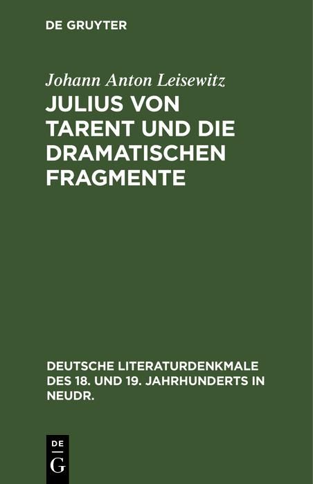 Produktbild: Julius von Tarent und die dramatischen Fragmente