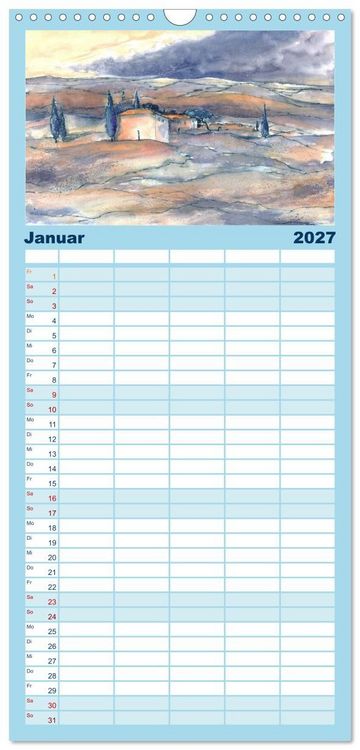 Produktbild: Familienplaner 2027 - Toskana Aquarelle mit 5 Spalten (Wandkalender, 21 x 45 cm) CALVENDO