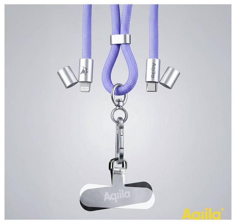 Produktbild: Aqiila USB-C&reg; Kabel USB 2.0 Apple Lightning Stecker, USB-C&reg; 1.5 m Lila Handykette AQLYCBPBICL4PL146