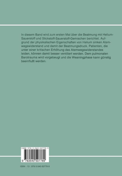 Produktbild: Die Beatmung mit Helium-Sauerstoff und Stickstoff-Sauerstoff-Gemischen
