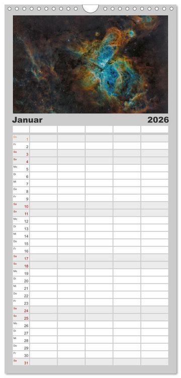 Produktbild: Familienplaner 2026 - Deep-Sky Fotografie mit 5 Spalten (Wandkalender, 21 x 45 cm) CALVENDO