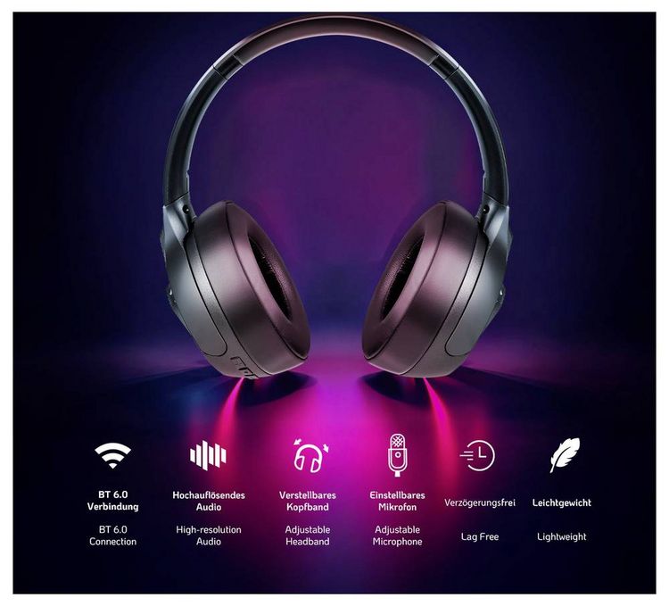 Produktbild: LogiLink BT0070 Over Ear Kopfh&ouml;rer Bluetooth&reg; Schwarz