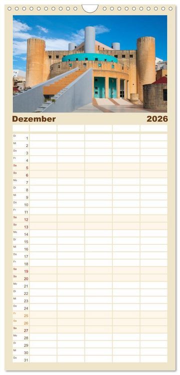 Produktbild: Familienplaner 2026 - Malta &ndash; Historisches Juwel im Mittelmeer mit 5 Spalten (Wandkalender, 21 x 45 cm) CALVENDO