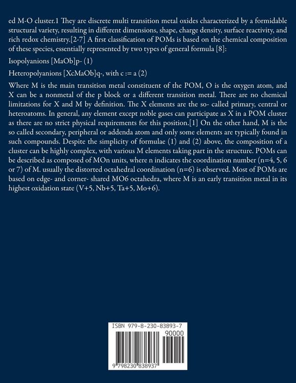 Produktbild: Preparation, Structural Characterization, and Reactivity Investigation of 3d Transition Element- Substituted Metal-Oxo Clusters