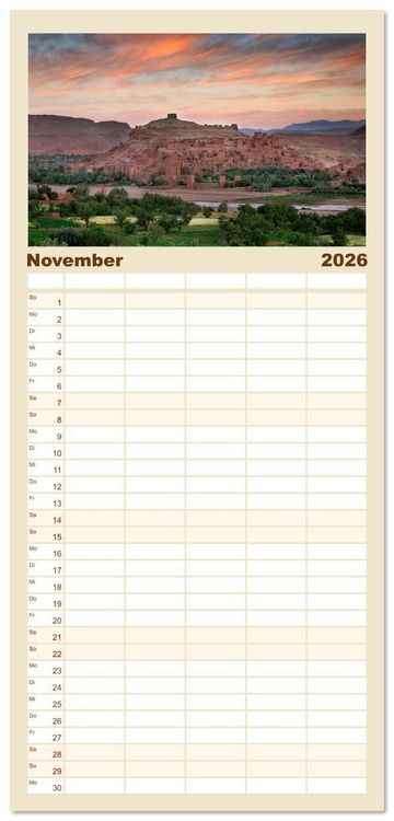 Produktbild: Familienplaner 2026 - M&auml;rchenhaftes Marokko mit 5 Spalten (Wandkalender, 21 x 45 cm) CALVENDO