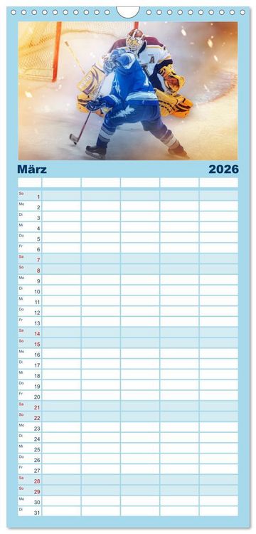 Produktbild: Familienplaner 2026 - Eishockey - Fight mit 5 Spalten (Wandkalender, 21 x 45 cm) CALVENDO