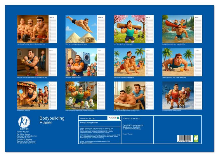 Produktbild: Bodybuilding Planer (Wandkalender 2026 DIN A2 quer), CALVENDO Monatskalender