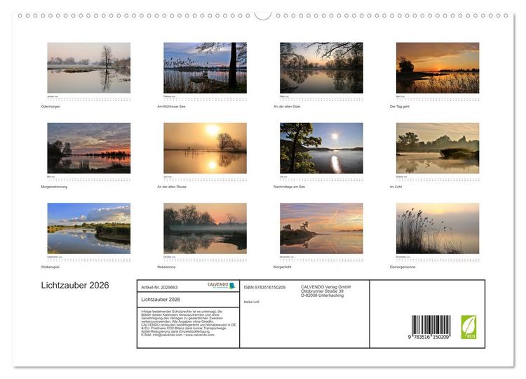Produktbild: Lichtzauber 2026 (hochwertiger Premium Wandkalender 2026 DIN A2 quer), Kunstdruck in Hochglanz